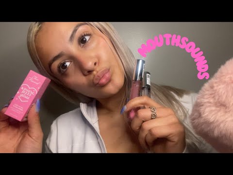 ASMR lip gloss application+gum chewing 💋💄(MOUTH SOUNDS )