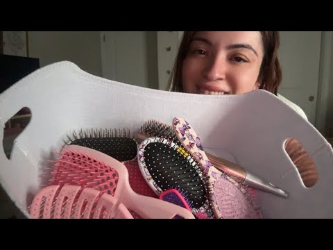 ASMR| Hairbrush bristle sounds- which brush sounds better? (Pink brushes 💕🌷 )
