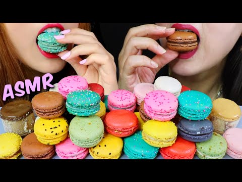 ASMR RAINBOW MACARONS + ICE CREAM SANDWICHES 마카롱 리얼사운드 먹방 マカロン | Kim&Liz ASMR