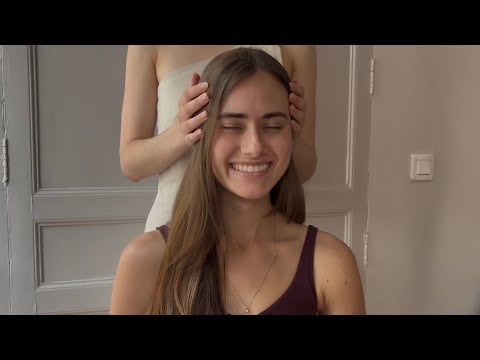 ASMR hair play, scalp scratches and massage to make you sleepy 🌙 (soft whispered, real person)