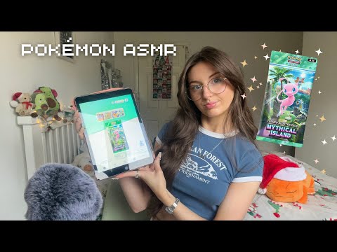 ASMR Opening 40+ Mythical Island TCGP Packs🏝️ (close whispers, screen tapping, mic scratching)