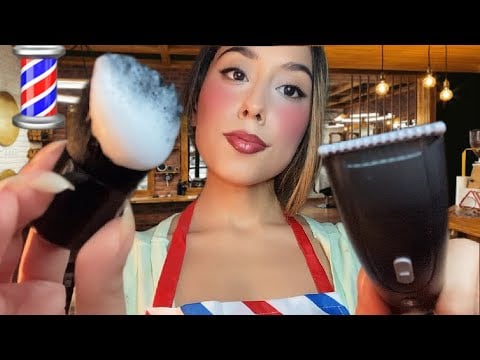 ASMR Barbershop Role Play (Haircut, Face & Beard Shave) Personal Attention 