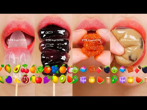 asmr EMOJI FOOD JELLY ICE HONEY CHOCOLATE TANGHULU 이모지 먹방 젤리 얼음 꿀젤리 초콜릿 탕후루 eating sounds