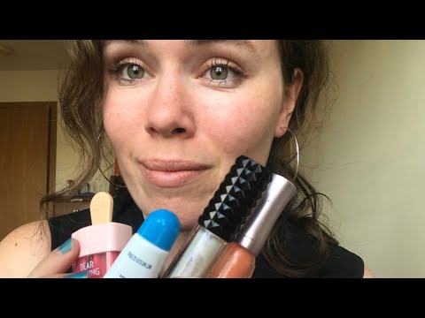 ASMR Applying Lip Gloss (whisper ramble, tapping, etc)