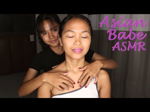 Asian Babe ASMR gets a Relaxing Face  and Shoulder Tickle Massage from Micah!