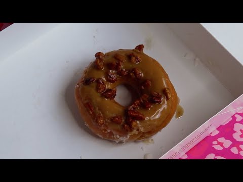 TRYING KRISPY KREME PECAN WALNUT DONUT ASMR EATING SOUNDS