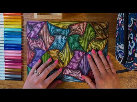 Drawing Tutorial ASMR (Sharpies, Markers, Pursuit Curve, Whispering)