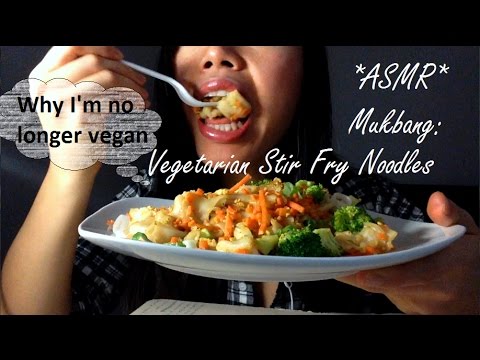 ASMR MUKBANG : VEGETARIAN STIR FRY WIDE RICE NOODLES (Why I Am No Longer Vegan)