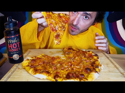 ASMR HOT HONEY PEPPERONI PIZZA * mukbang eating sounds  * 먹방