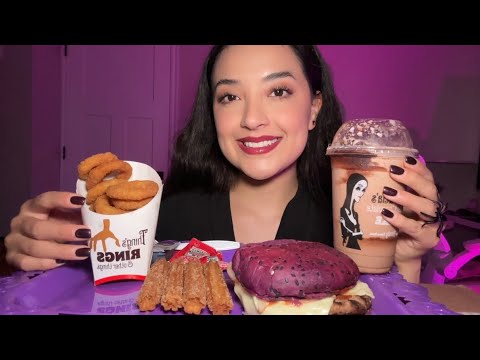 ASMR | Addams Family meal-Burger King 💜🖤