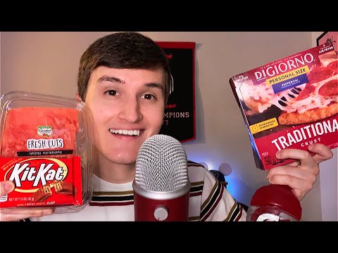 ASMR Eating Red Foods Mukbang 🍎🍕🥩 (apples, pizza, watermelon, Gatorade, etc.)