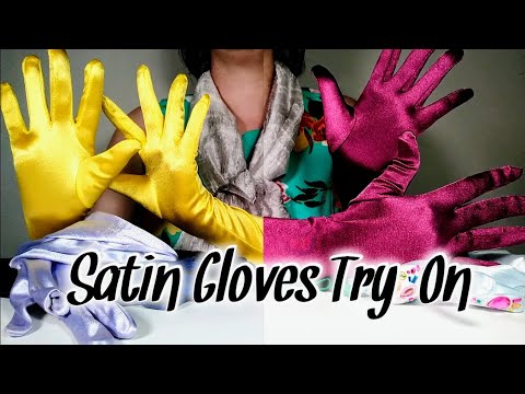 7 Pairs of Satin Gloves Try-On ASMR 🌸 Soft Speaking 🧤 Table Tracing, Hand Movement, Camera Brushing