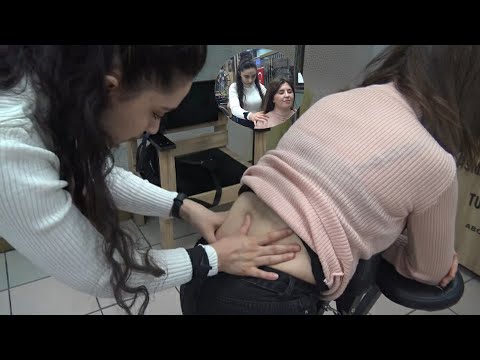 ASMR female calming massage & BACK CRACK & female chair back, neck, elbow, gripes, foot, leg massage