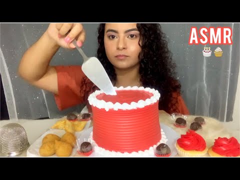 ASMR MUKBANG COMENDO BOLO DE ANIVERSÁRIO 🎈