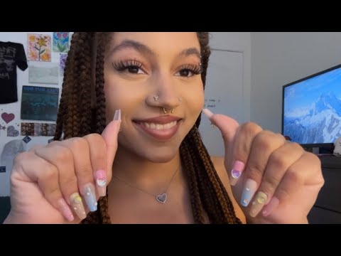 asmr hand sounds and tapping with long nails