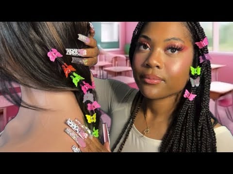 ASMR Sweet Girl Styles Your Hair & Gently Scratches Your Back in Class 💇🏽‍♀️✨ 
