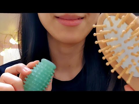 ASMR Head Massage & Face Roller 💆‍♀️💕 hair brushing, face touching, personal attention, scratching