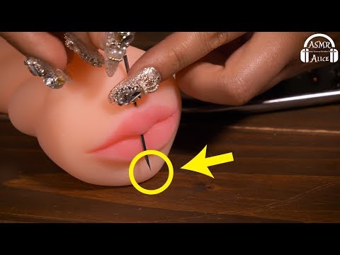 【衝撃】ASMR シリコンの口にピアスする音 - Sound to lip piercing the mouth of silicon【Awesome】