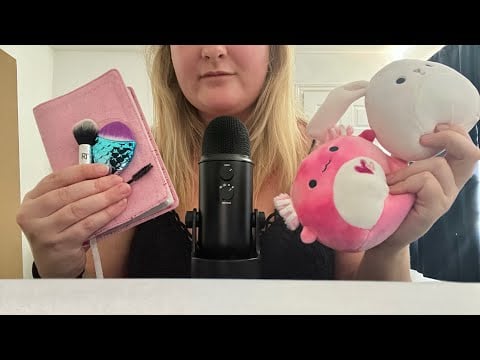 ASMR - try out my new microphone with me! Random triggers (brushes, plastic, book and squishmallows)