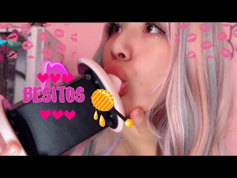 ASMR EYE CONTACT besitos muy cerquita spit painting, EARLICKS CLOSE UP