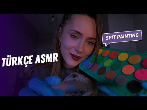 Türkçe ASMR Spit Painting: Çok Yoğun Ağız Sesleri 💦 ve Fısıltılar - Yüzünü Boyuyorum 🎨