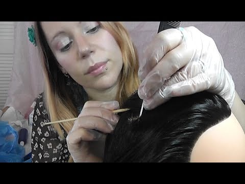 ASMR 🧖‍♀️SCALP LICE CHECK HAIR TREATMENT ROLEPLAY 💆‍♀️ Rat Tail Comb Scratching Glove Apron Sounds