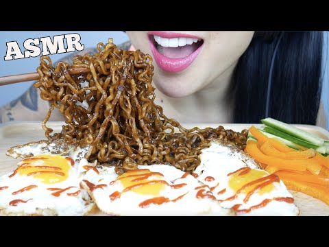 ASMR SPICY KOREAN Jjajang Blackbean NOODLES + FORTUNE COOKIE (EATING SOUNDS) NO TALKING | SAS-ASMR