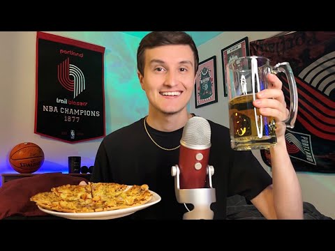 ASMR Pizza & Beer Mukbang 🍻🍕 (whispering about Anything & Everything)