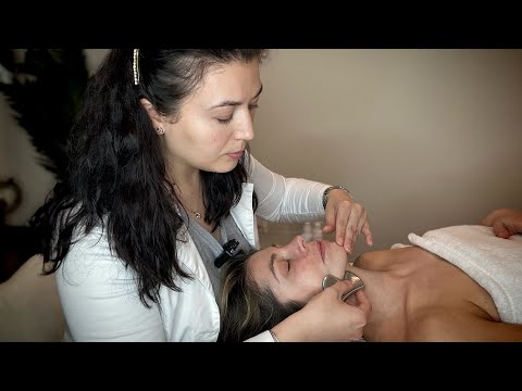 ASMR Real Person Face Mapping, Gua Sha Massage | Soft Spoken Role-play Unintentional Style