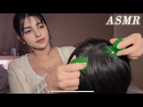 POV ASMR | Relaxing Hair Play , Brushing, Cutting , Scalp Check💕