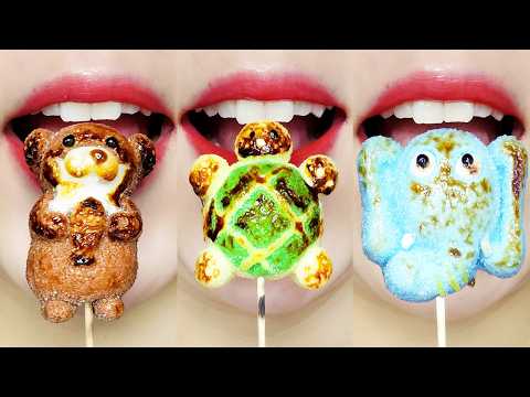 ASMR Sweet Roasted Marshmallow 🔥🍡 MUKBANG 구운 마시멜로우 이모지 먹방 Eating Sounds