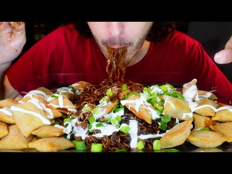 PIZZA ROLLS JAJANGMYEON BLACK BEAN NOODLE FEAST * ASMR MUKBANG NO TALKING * NOMNOMSAMMIEBOY 피자 국수