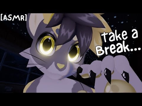 [Furry ASMR] Relax and de-stress with kitty before bed :3 [Sleep-aid] [Soft-spoken] [Affirmations]