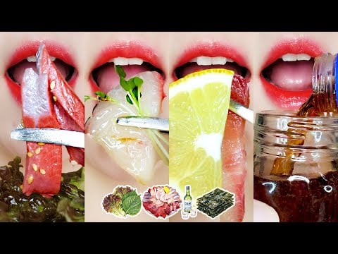 [ASMR MUKBANG] 🍣 FRESH Big Yellowtail Sashimi 💋 OILY & CHEWY Eating Sounds