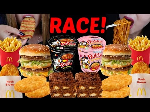 ASMR MCDONALDS Monopoly + BULDAK RAMEN RACE! Week in the life vlog 먹방