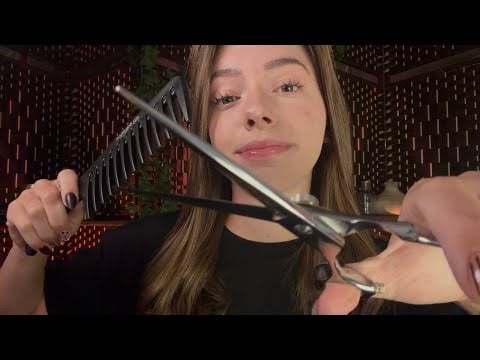 ASMR Barbershop Roleplay + Beard Shave💈✂️ (inaudible whispers, personal attention)