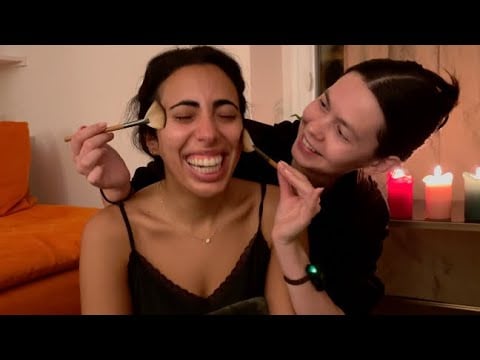 ASMR taking care of my best friend ✨🌧️ tingly gentle touch, hair play, & oil back massage (whisper)