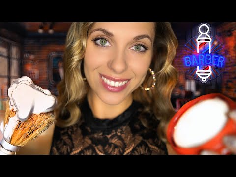 ASMR Barbershop Roleplay and Scalp massage, Shave and RAIN for sleep