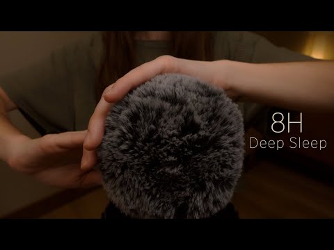 ASMR | 8 Hours Deep Sleep: Fluffy Mic Scratching and Soft, Inaudible Whispering with Rain Sounds