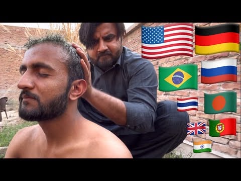 ASMR Different Countries Head Massage 🇧🇷🇺🇸🇮🇳🇩🇪🇷🇺🇧🇩🇬🇧 @ClamscutASMR 