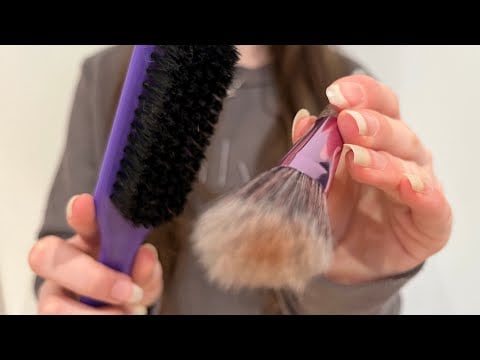 ASMR Doing your makeup | hair brushing | actual camera touching | no talking 
