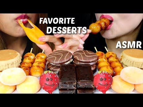 ASMR MOCHI ICE CREAM, DANGO, BEAN JELLY, CHEESECAKE) 리얼사운드 먹방 | Kim&Liz ASMR