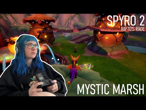ASMR Gum Chewing & Playing Spyro 2 Ripto’s Rage (Mystic Marsh - 100% Level FAIL 😢) 💎