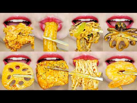 ASMR 🍜🔥 Spicy Mala Rose Xiangguo & Malatang 로제마라샹궈 & 마라탕 먹방 Emoji Food Eating Sounds