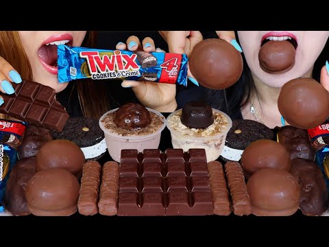 ASMR TWIX COOKIES & CREME, CHOCOLATE COVERED MARSHMALLOWS, CREAM PUFFS, RITTER SPORT DARK BAR 먹방