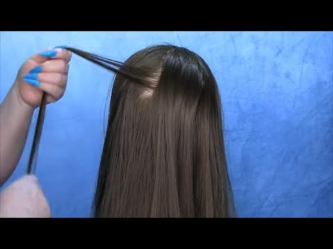 ASMR Hair Brushing and Hair Play (Whispering, Small Sections) Very Tingly