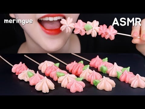 CHERRY BLOSSOM MERINGUE COOKIE ASMR MERINGUE COOKIES EATING ASMR SWEETS ASMR