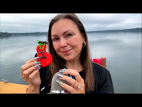 asmr/ close whispers + bare mic scratches☁️✨ (on a rainy lake 🌧️)