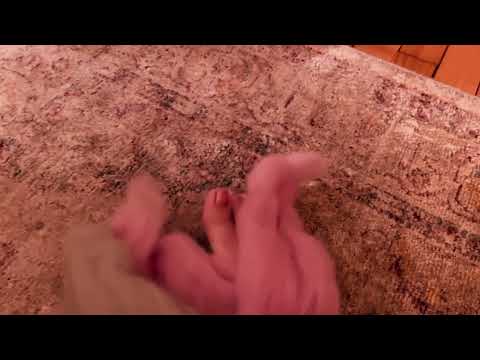 ASMR bare feet playing with cotton silk