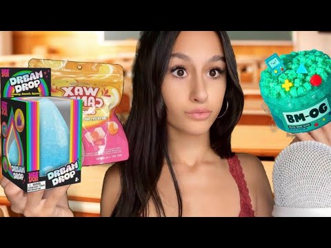 ASMR| Girl sells you TRENDING squishys and candy IN CLASS?😳